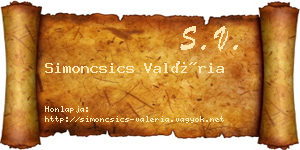 Simoncsics Valéria névjegykártya