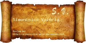 Simoncsics Valéria névjegykártya